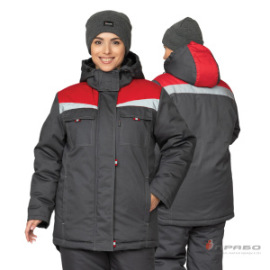 Куртка женская утеплённая «Профессионал» тёмно-серая/красная. Артикул: 9646. Цена от 5 100,00 р. в г. Новосибирск