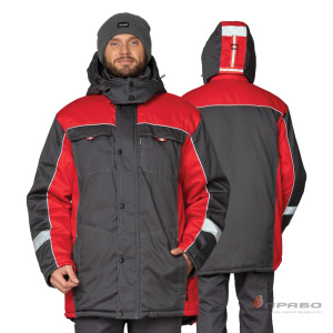 Куртка мужская утеплённая «Бренд» тёмно-серая/красная. Артикул: 9644. Цена от 6 830,00 р. в г. Новосибирск
