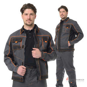 Куртка мужская «Бренд» серо-чёрная. Артикул: Кур101. Под заказ. в г. Новосибирск