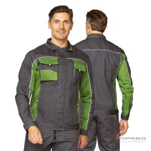Костюм мужской «Бренд 2 2020» тёмно-серый/зелёный (куртка и полукомбинезон). Артикул: 9425. Цена от 5 630 р. в г. Новосибирск