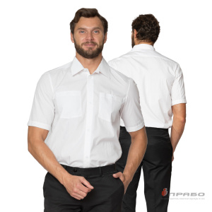 Сорочка мужская с короткими рукавами белая. Артикул: 10435. Цена от 680 р. в г. Новосибирск