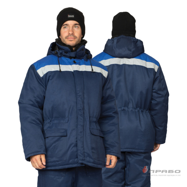 Куртка мужская утеплённая «Бригадир-М СОП» тёмно-синий/василёк. Артикул: 9494. #REGION_MIN_PRICE# в г. Новосибирск