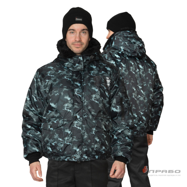 Куртка мужская утеплённая с капюшоном «Альфа» КМФ город серый. Артикул: 9935. #REGION_MIN_PRICE# в г. Новосибирск