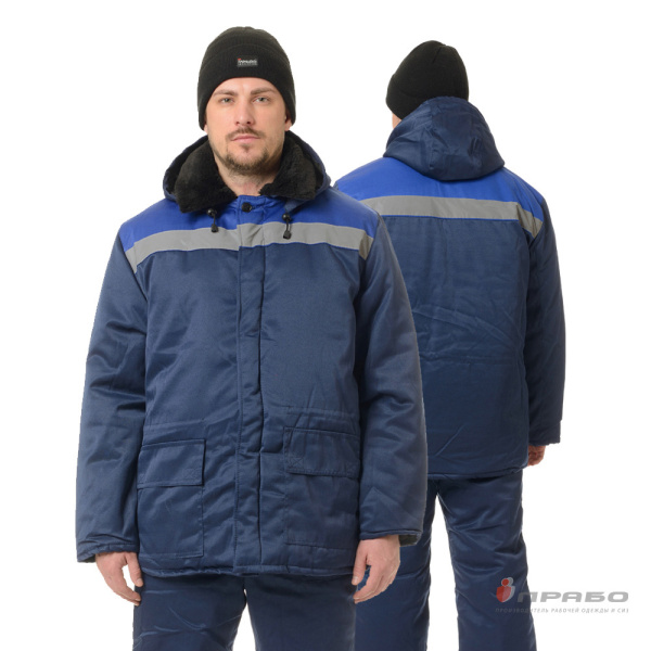 Куртка мужская утеплённая «Бригадир СОП» тёмно-синий/василёк. Артикул: Кур206. #REGION_MIN_PRICE# в г. Новосибирск
