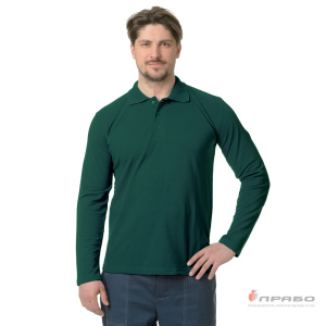 Рубашка «Поло» с длинным рукавом тёмно-зелёная. Артикул: Трик104. Цена от 1 350 р.