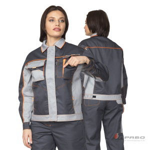 Костюм женский «Бренд 1» тёмно-серый/светло-серый из смесовой ткани (куртка и брюки). Артикул: Кос106. Цена от 3 540 р. в г. Новосибирск