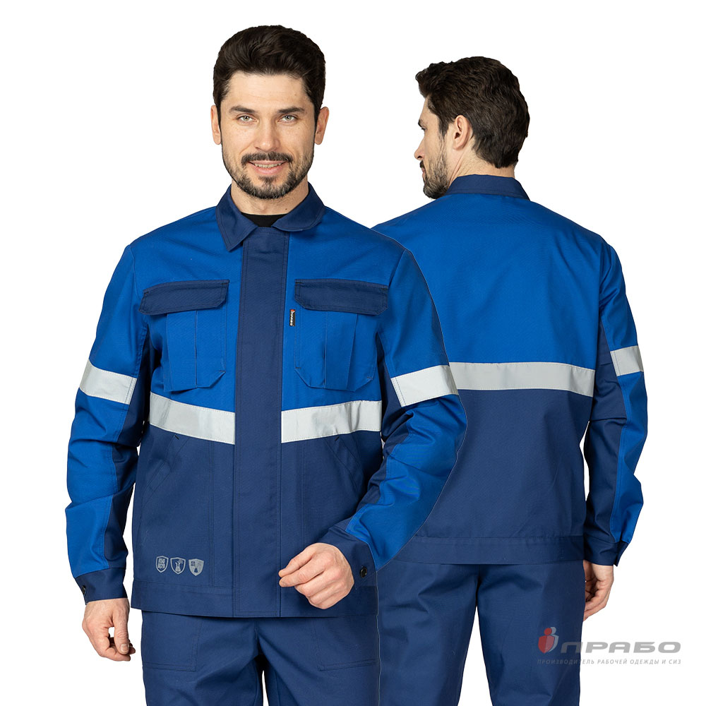 Костюм мужской «Вираж Индастриал» тёмно-синий/василёк (куртка и брюки). Артикул: 12936. Цена от 5 760,00 р. в г. Новосибирск