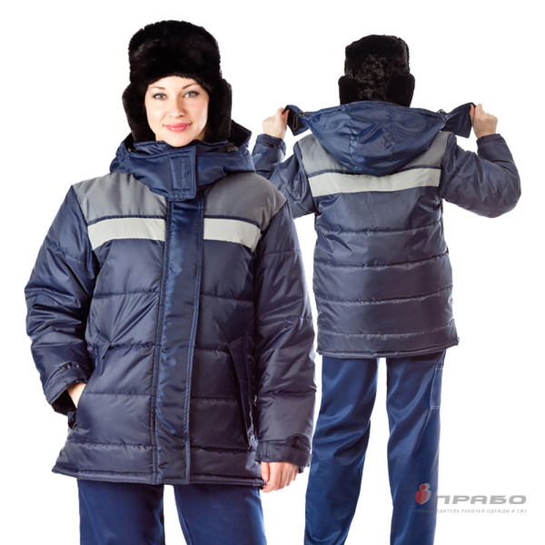 Куртка женская утеплённая «Эльбрус» тёмно-синий/серый. Артикул: Кур205. #REGION_MIN_PRICE# в г. Новосибирск