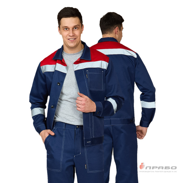 Костюм мужской «Пантеон СОП» тёмно-синий/красный (куртка и брюки). Артикул: Кос118с. #REGION_MIN_PRICE# в г. Новосибирск