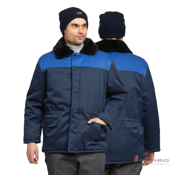 Куртка мужская утеплённая «Уралец» тёмно-синяя/василёк. Артикул: Кур207. #REGION_MIN_PRICE# в г. Новосибирск