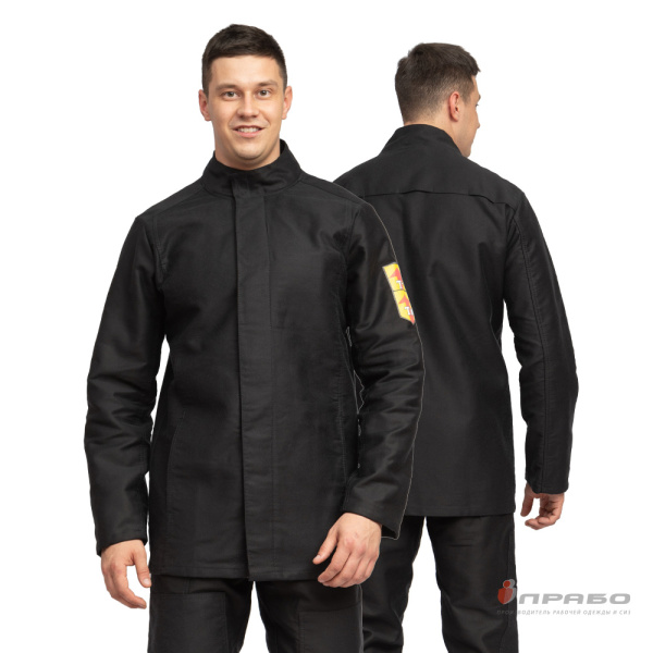 Костюм жаростойкий молескиновый чёрный с огнестойкой пропиткой (куртка и брюки). Артикул: Теп120. #REGION_MIN_PRICE# в г. Новосибирск