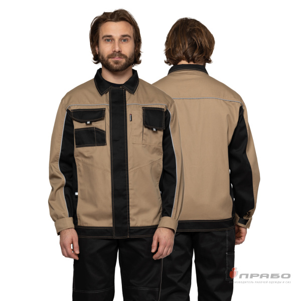Куртка мужская «Бренд» бежево-чёрная. Артикул: Кур101. #REGION_MIN_PRICE# в г. Новосибирск