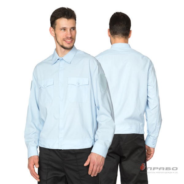 Рубашка для сотрудников с длинными рукавами серый/голубой. Артикул: РубОВД1. #REGION_MIN_PRICE# в г. Новосибирск