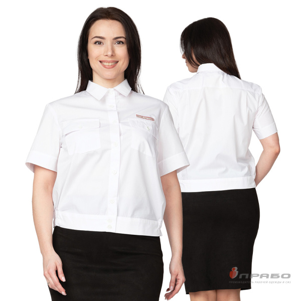 Блузка женская РЖД с короткими рукавами белая. Артикул: БлузРЖД0. #REGION_MIN_PRICE# в г. Новосибирск