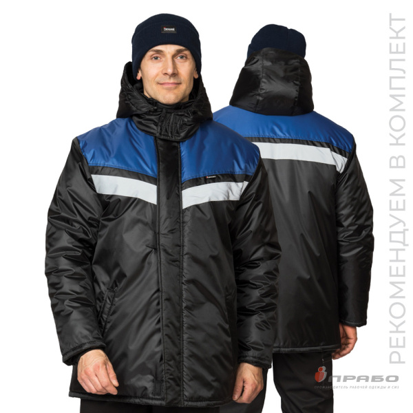 Куртка мужская утеплённая «Сарма» чёрно-васильковая. Артикул: 9600. #REGION_MIN_PRICE# в г. Новосибирск