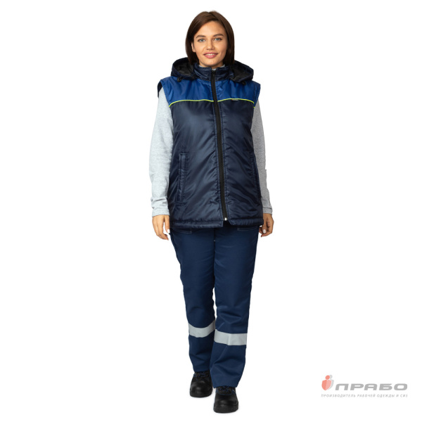 Жилет утеплённый «Сура» тёмно-синий/василёк. Артикул: 9553. #REGION_MIN_PRICE# в г. Новосибирск