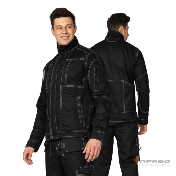 Костюм мужской «Викинг 2020» чёрный (куртка и брюки). Артикул: Кос10120ч. #REGION_MIN_PRICE# в г. Новосибирск