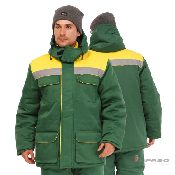 Костюм мужской утеплённый «Буря» зелёный (куртка и полукомбинезон). Артикул: Кос209. #REGION_MIN_PRICE# в г. Новосибирск
