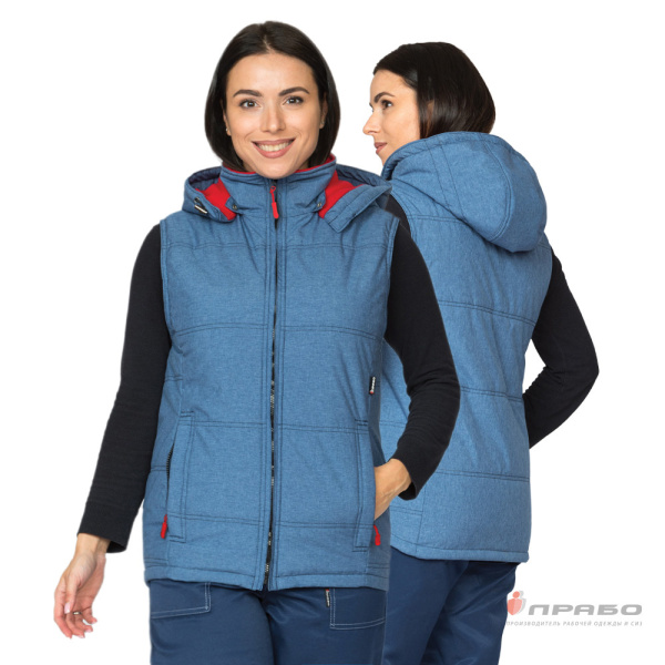 Жилет женский утеплённый «Амур» синий/красный. Артикул: Жил205. #REGION_MIN_PRICE# в г. Новосибирск