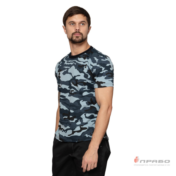 Футболка трикотажная камуфляжная город голубой Футболка трикотажная камуфляжная город голубой