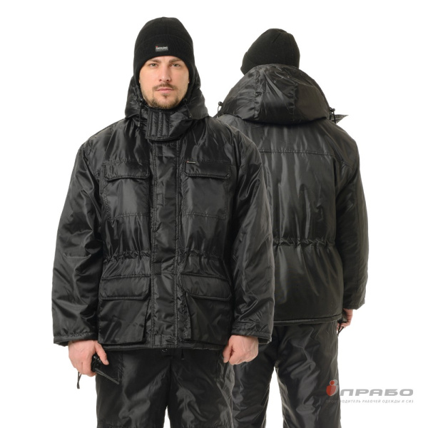 Костюм мужской утеплённый «Альфа» чёрный (куртка и полукомбинезон). Артикул: Охр202 Альфа. #REGION_MIN_PRICE# в г. Новосибирск