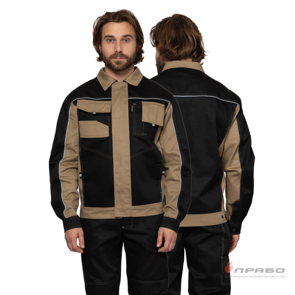 Куртка мужская «Бренд» чёрно-бежевая. Артикул: Кур101. #REGION_MIN_PRICE# в г. Новосибирск