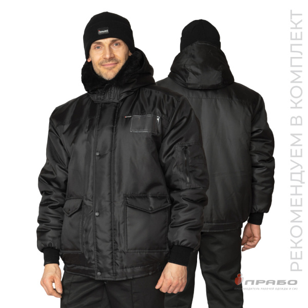 Куртка мужская утеплённая «Альфа» чёрная укороченная. Артикул: Охр203ч. #REGION_MIN_PRICE# в г. Новосибирск